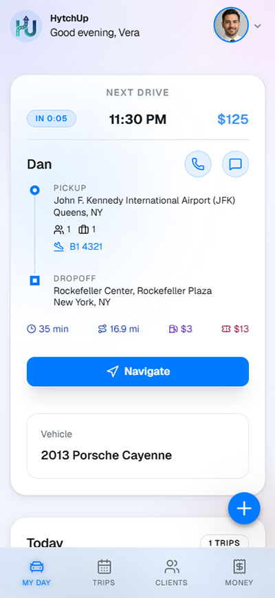 Independent driver scheduling app calendar interface showing booking slot availability